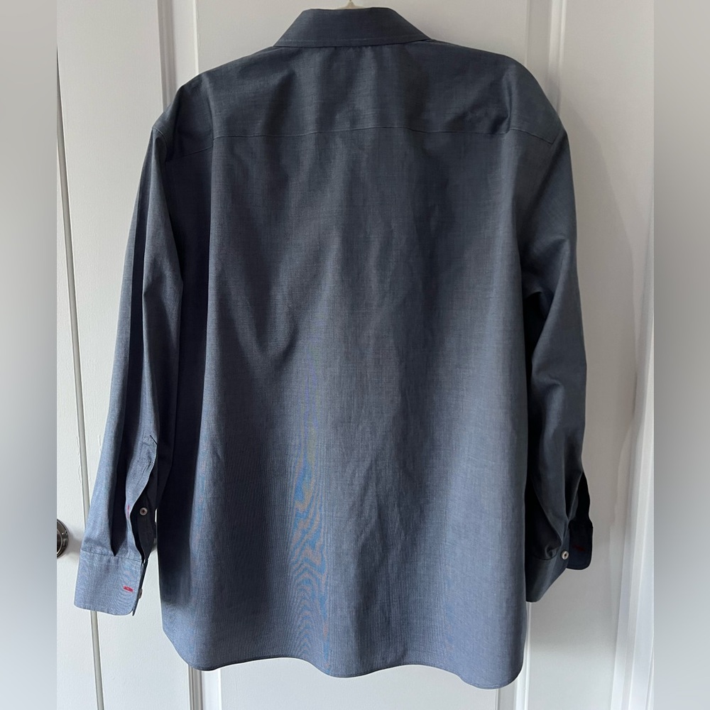 UNTUCKit Wrinkle Free Cotton Regular Fit Navy Button Down Long Sleeve Shirt XXL - Picture 2 of 5